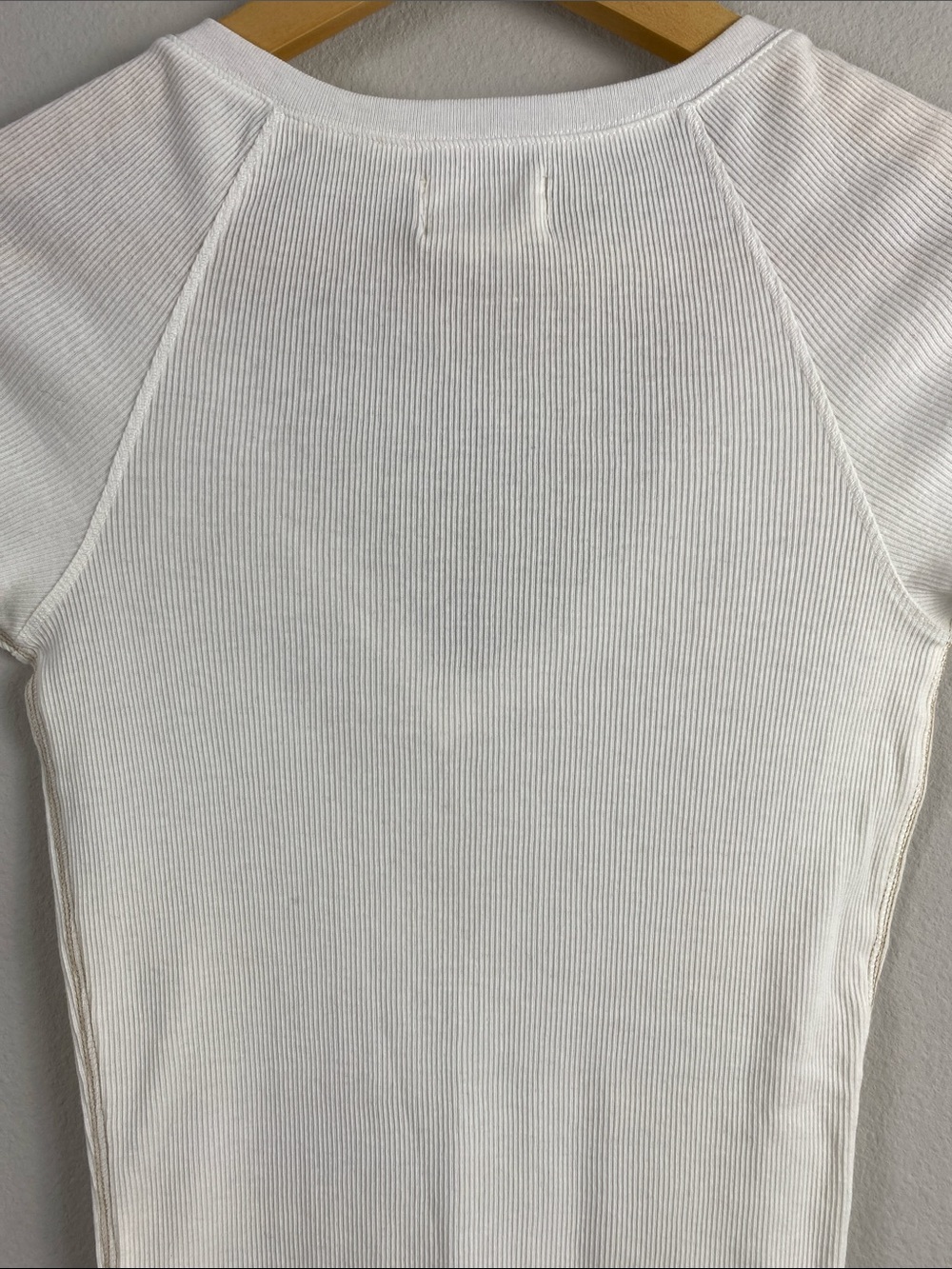 Abercrombie & Fitch Vintage Fitted Ribbed Short Sleeve Tee | Semi Sheer | White - Picture 5 of 14
